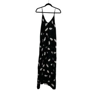 Adriana Degreas Maxi Dress Black Floral V Neck Spaghetti Strap Logo Revolve